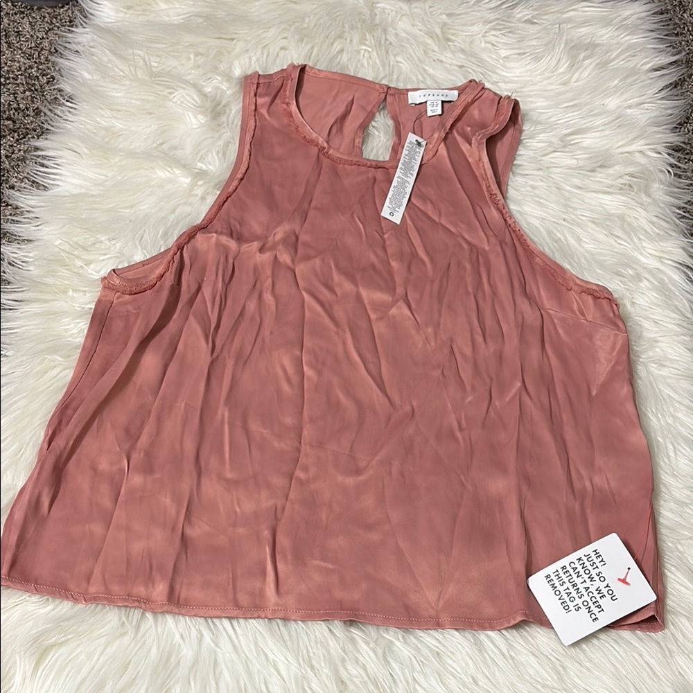 NWT Topshop Co-ord Satin Raw Edge Racer Cami Blouse Top Size US 10
